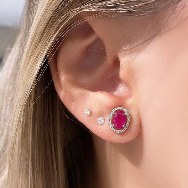 Classic Ruby Halo Earrings