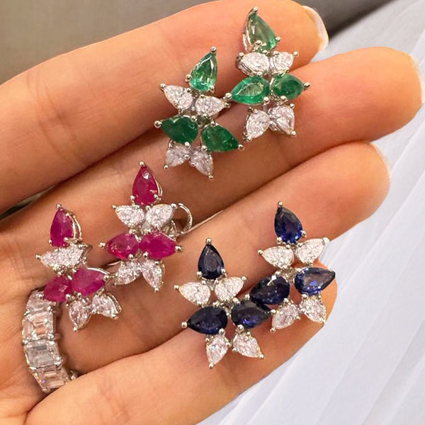 Fine Sapphire Cluster Earrings
