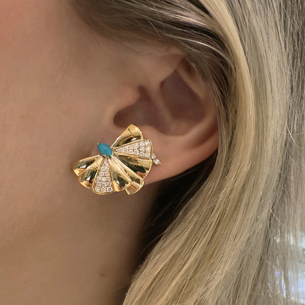 Turquoise Fan Earrings