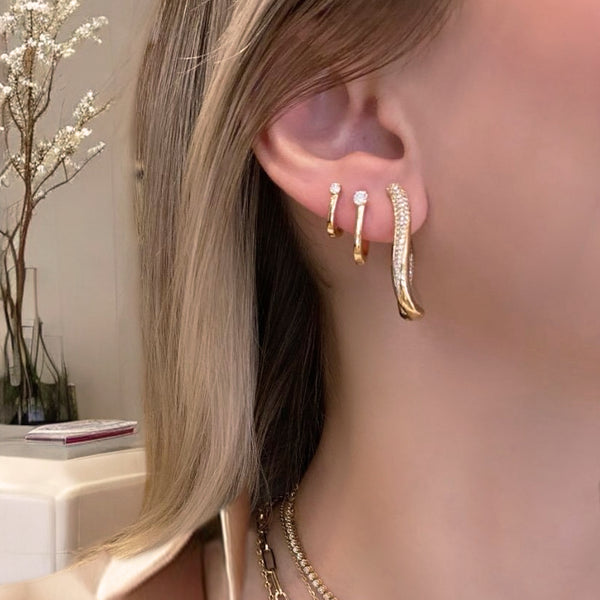 Gold & Diamond Flame Earrings