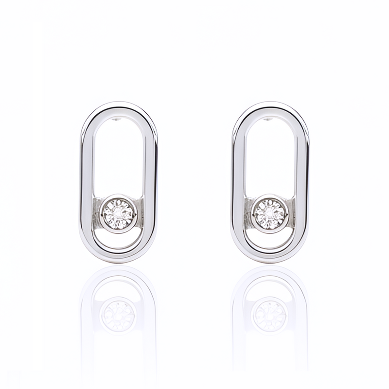 White Gold Orbit Earrings