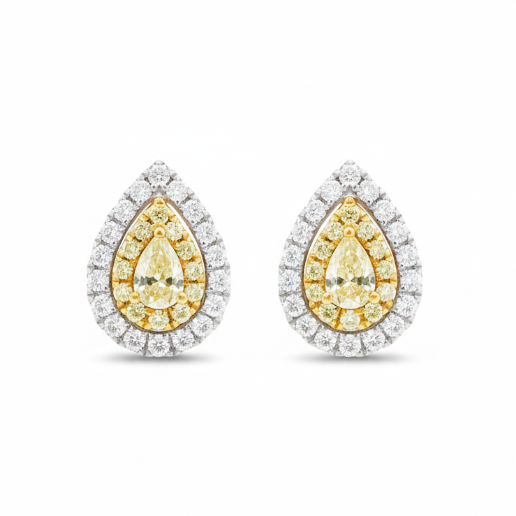 Yellow Diamond Drop Earrings