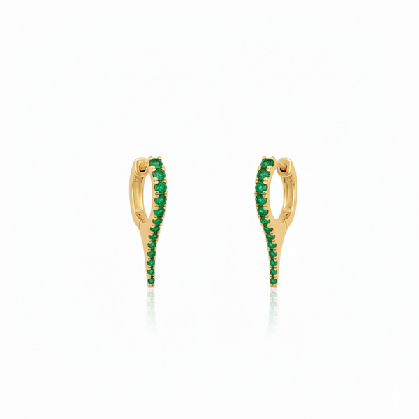 Yellow Gold Drip Emerald Earrings