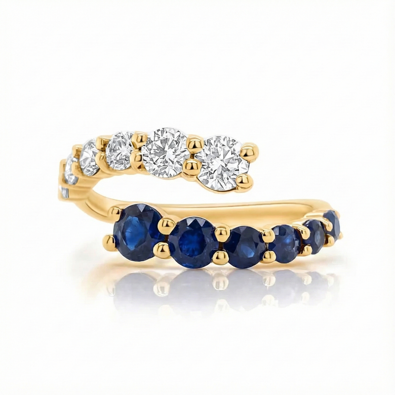Timeless Graduated Sapphire Bypass Ring
