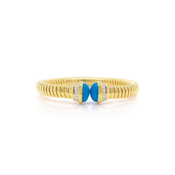 Gold Tubogas Turquoise Bangle