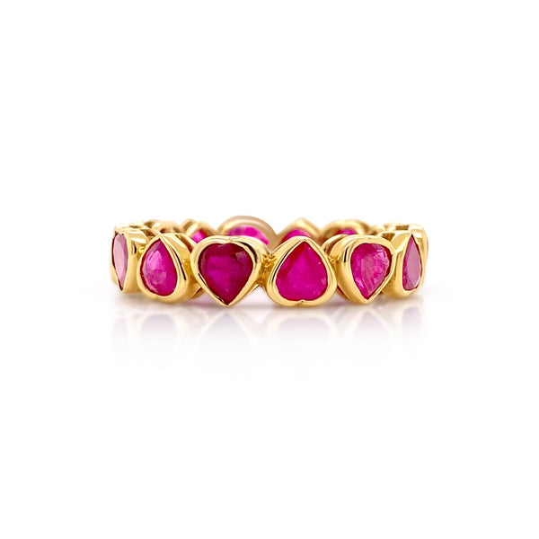 Ruby Heart Bezel Eternity Band