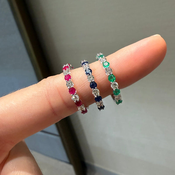 Emerald & Diamond Half Band ring