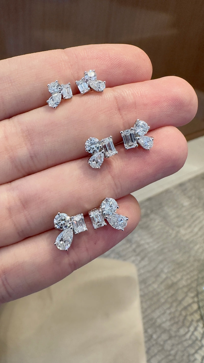 Three-stone Diamond Earrings - Brilat