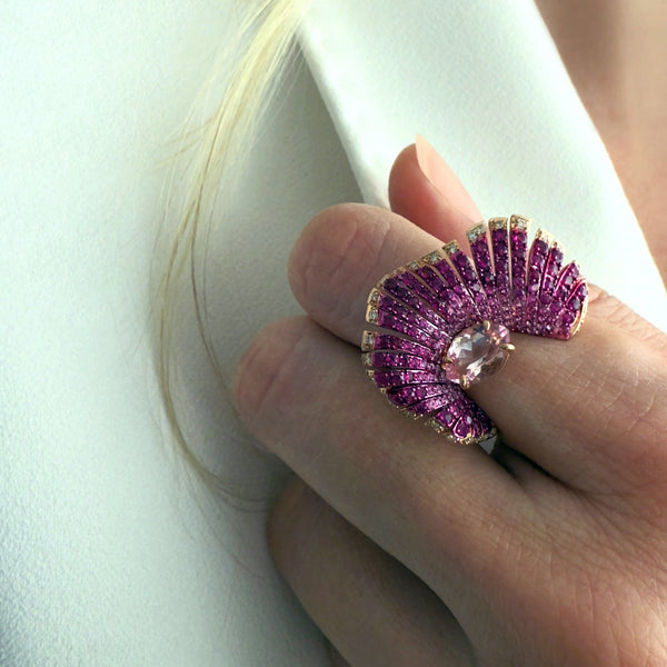 Aureole Ruby Gold Ring - Brilat