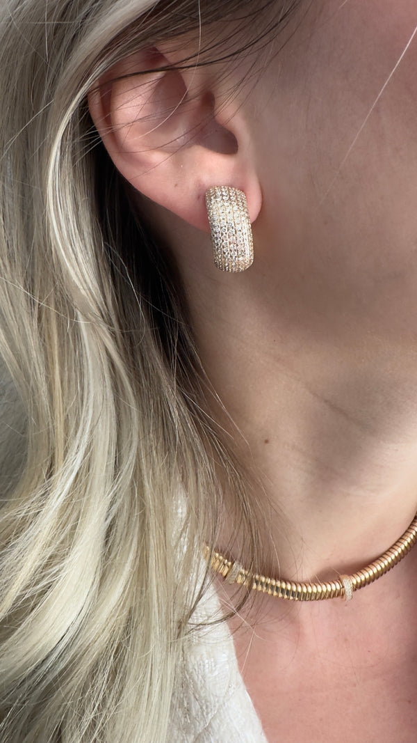 Oversize diamond pave huggie earrings - Brilat