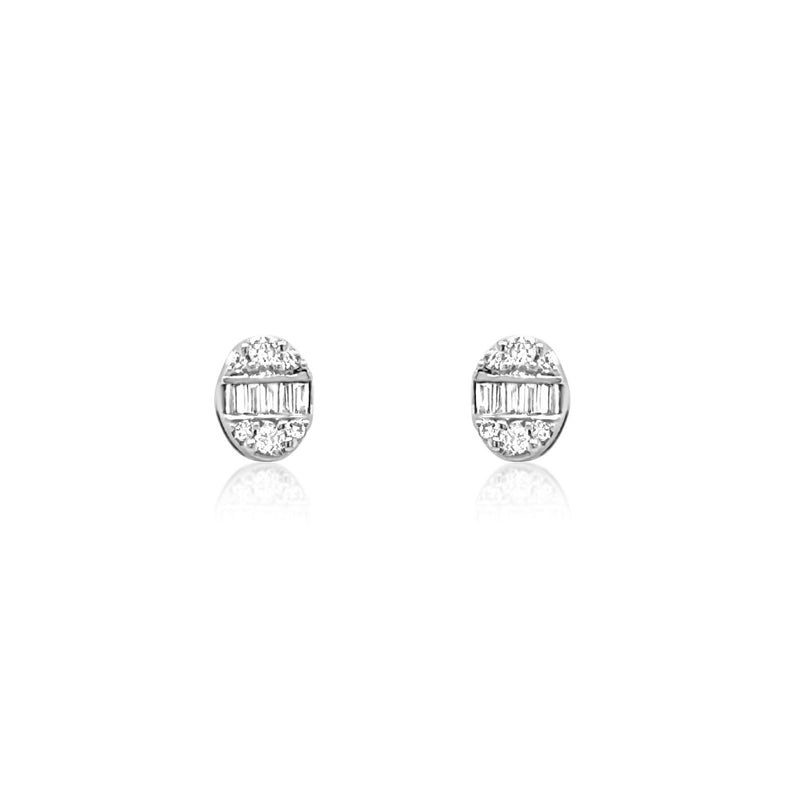 Oval Diamond Baguette Stud Earrings - Brilat