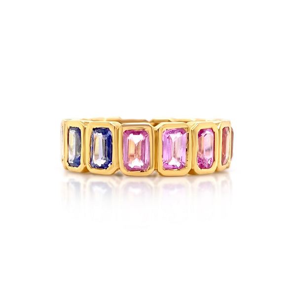 Multicolored Sapphire Bezel Set Eternity Band