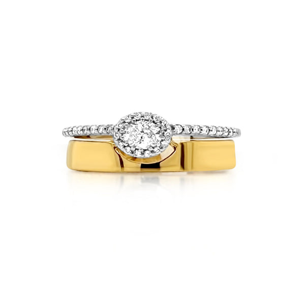 Gold & Oval diamond stack ring - Brilat