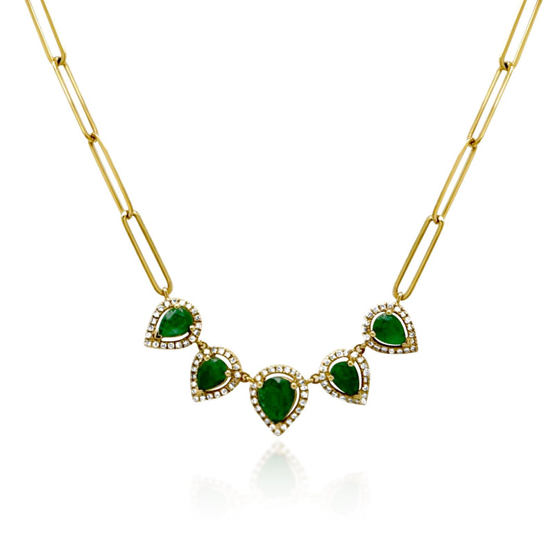 Emerald Paperclip Necklace - Brilat