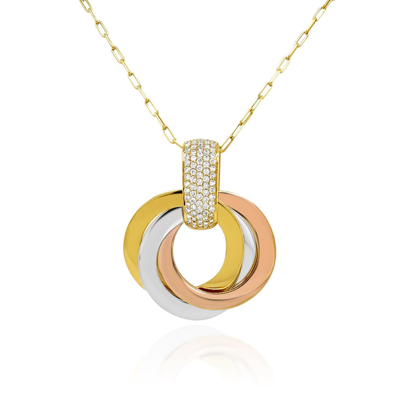 Trinity Three tone gold & diamond pendant