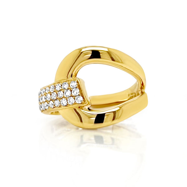 Gold & Diamond Oval Link ring - Brilat