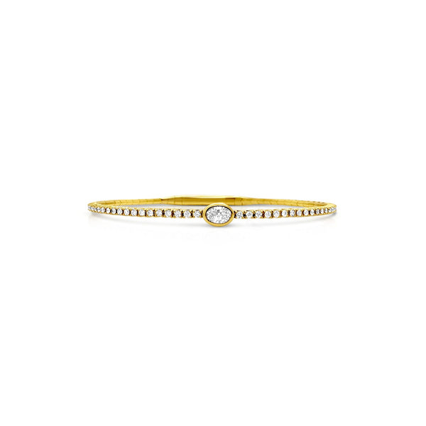 Oval bezel Flex Bangle in Yellow Gold