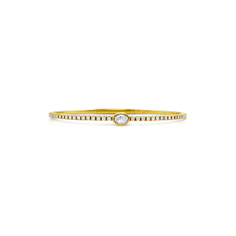 Oval bezel Flex Bangle in Yellow Gold