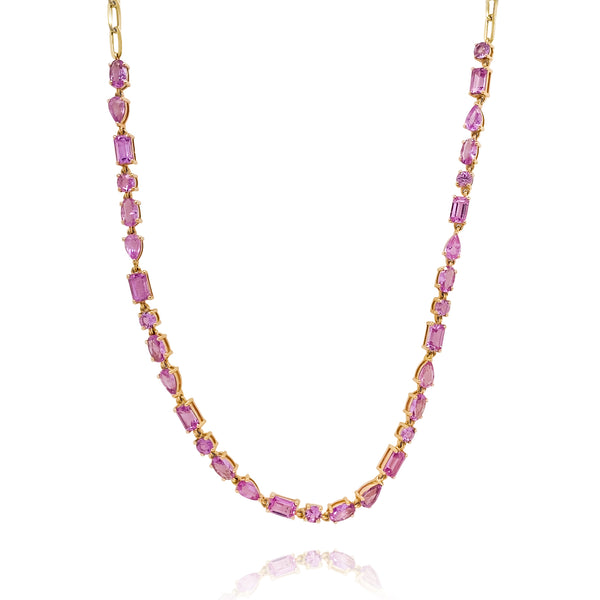 Pink Sapphire Multishaped Choker Necklace