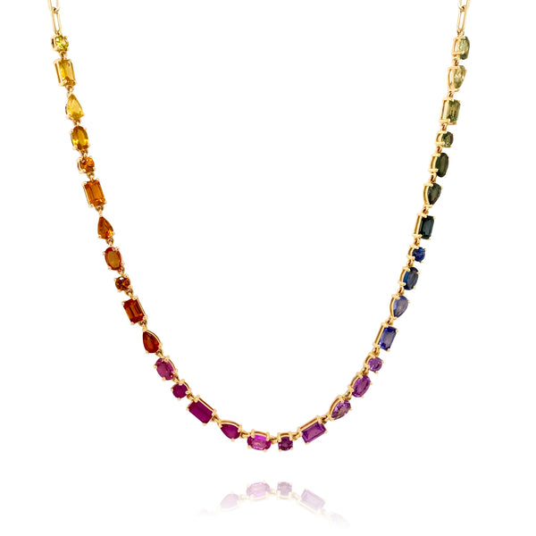 Multicolored Sapphire Multishaped Choker Necklace