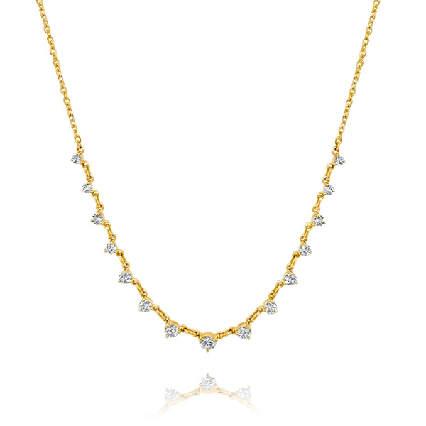 Floating Necklace with Diamonds in Yellow Gold