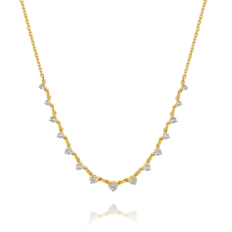 Floating Necklace with Diamonds in Yellow Gold