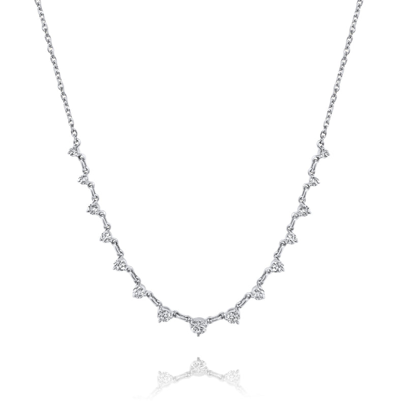 Floating Diamond Necklace in White Gold