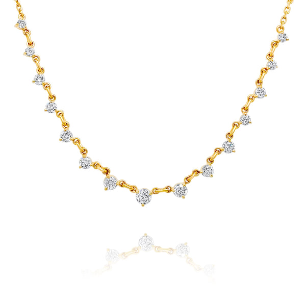 Yellow Gold dangling diamond necklace