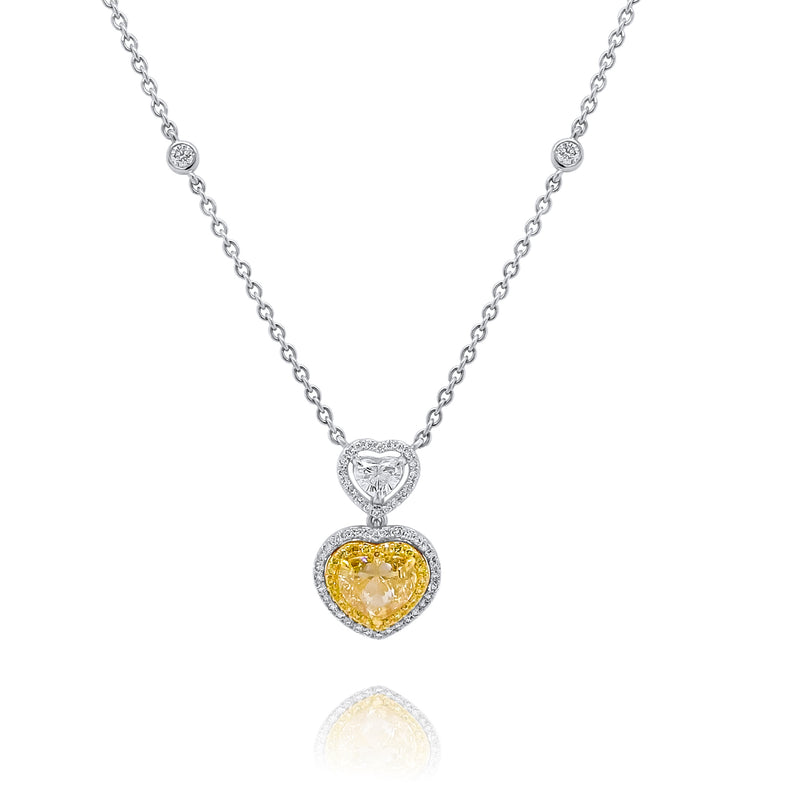 Certified Yellow Diamond Heart Necklace
