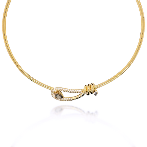 Diamond Pave Bow Gold Necklace