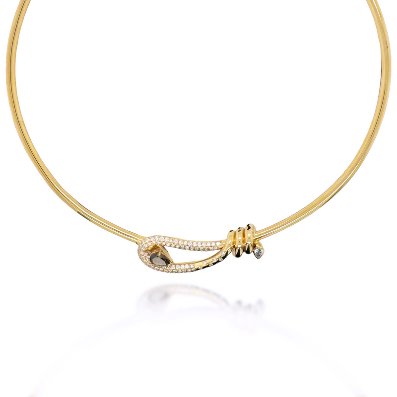 Diamond Pave Bow Gold Necklace