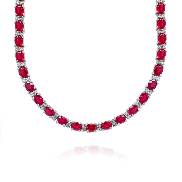 Important Ruby Tennis Necklace - Brilat