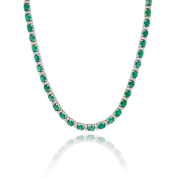 Emerald & Diamond Tennis Necklace