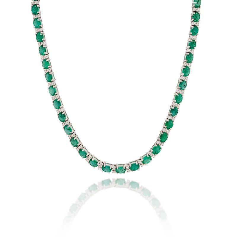 Emerald & Diamond Tennis Necklace