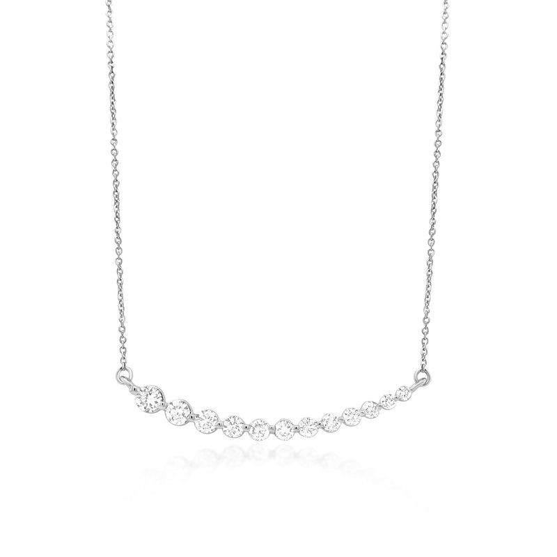 White Gold Graduated Diamond Bar Necklace - Brilat