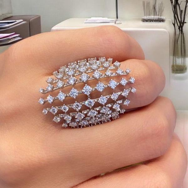 Yellow Gold Diamond Mesh Ring