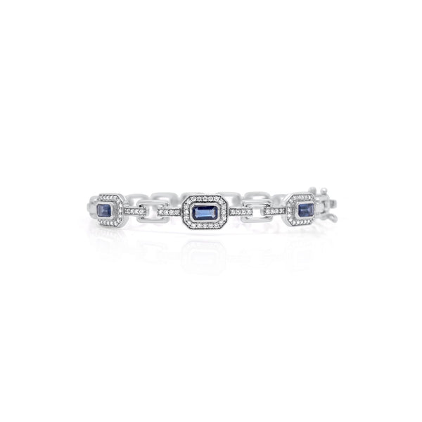 Sapphire & Diamond Link Bangle