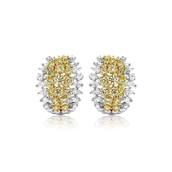 Yellow Diamond Cluster Earrings - Brilat