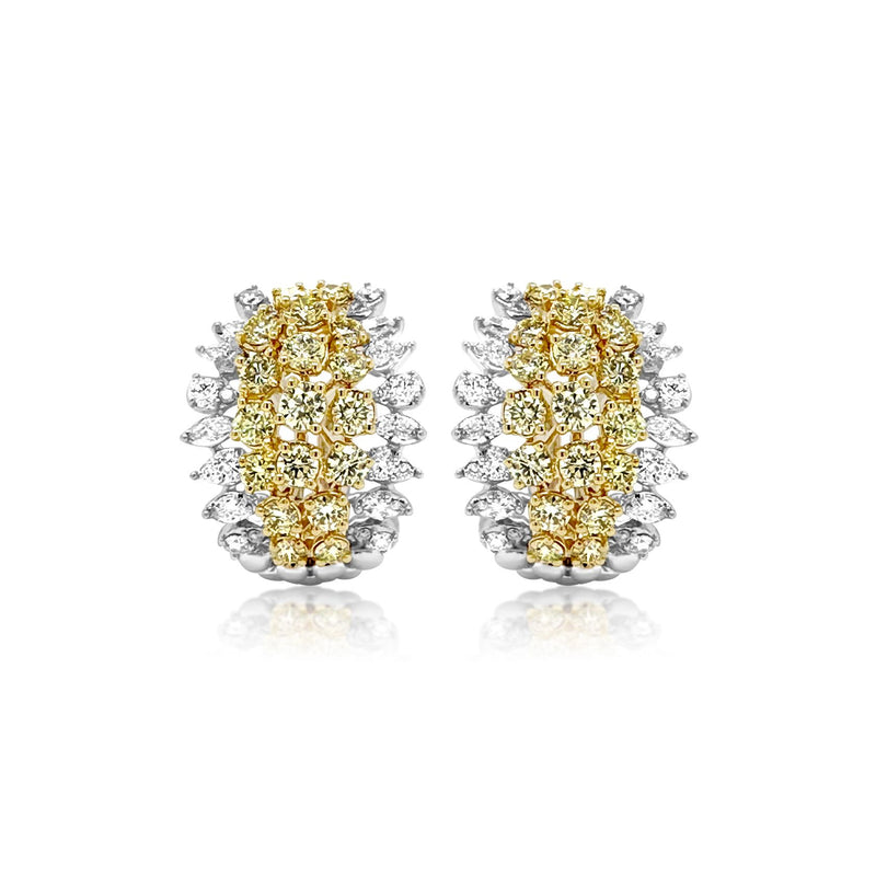 Yellow Diamond Cluster Earrings - Brilat