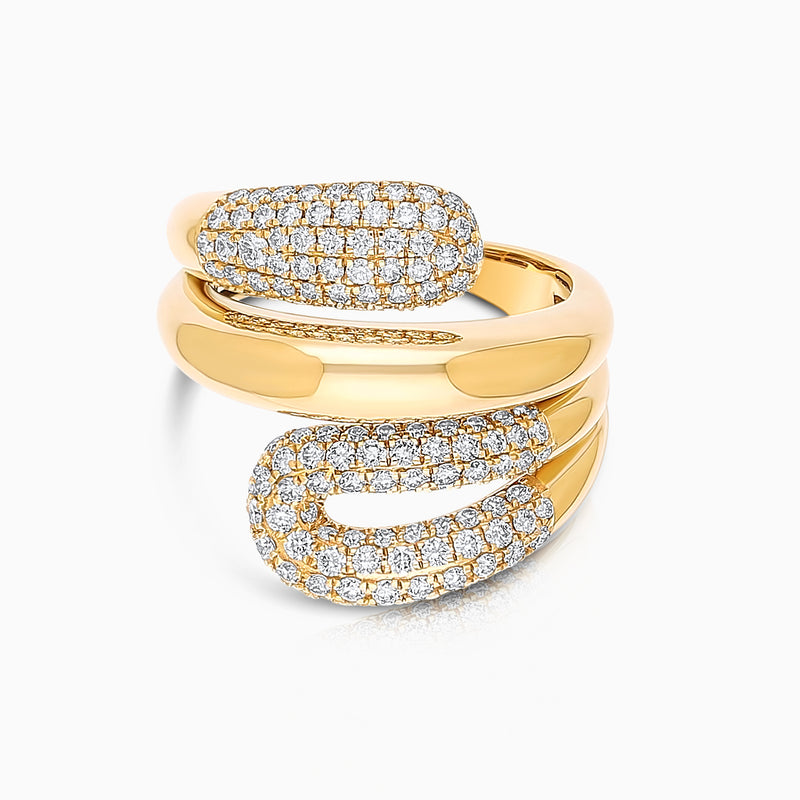 Spiral Gold & Diamond Buckle Ring - Brilat