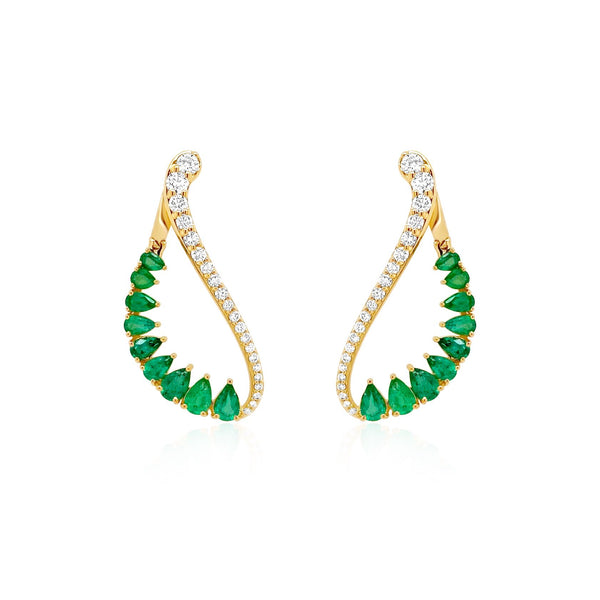 Emerald Half-Moon Earrings