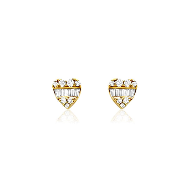 Heart Diamond Baguette Stud Earrings - Brilat