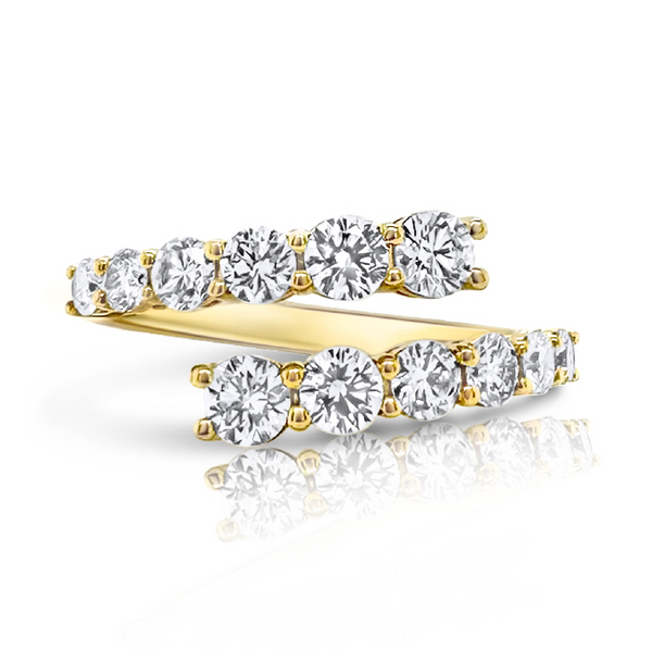 Timeless Graduated Diamond Bypass Ring in Yellow Gold