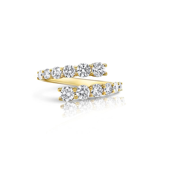 Timeless Graduated Diamond Bypass Ring in Yellow Gold