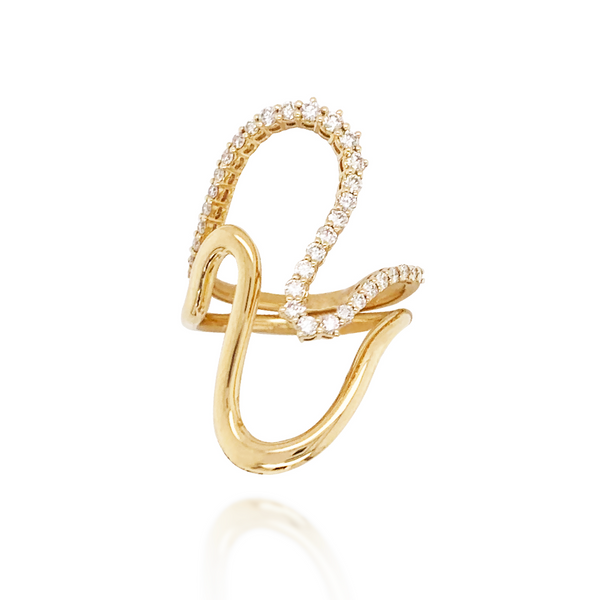 Double Wave Gold Diamond Ring