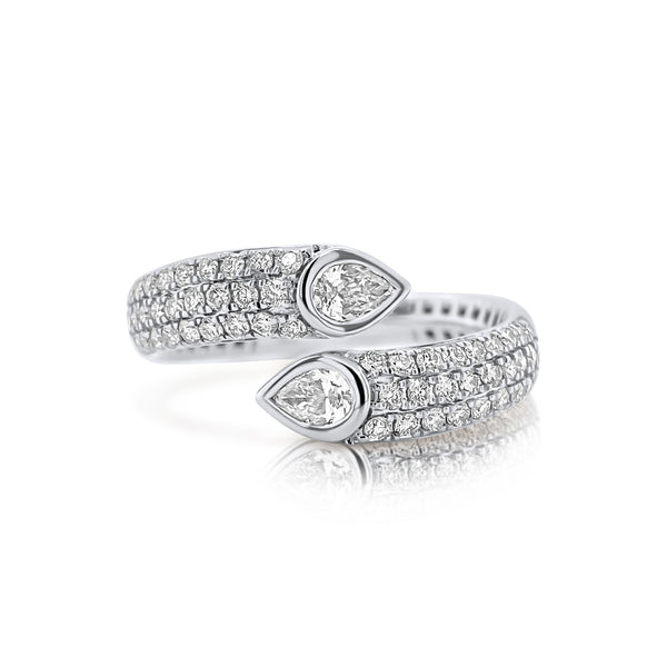 Diamond Pear Bypass Ring