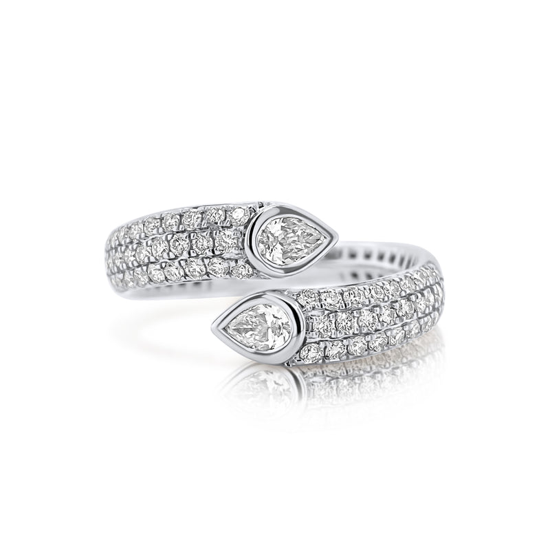 Diamond Pear Bypass Ring