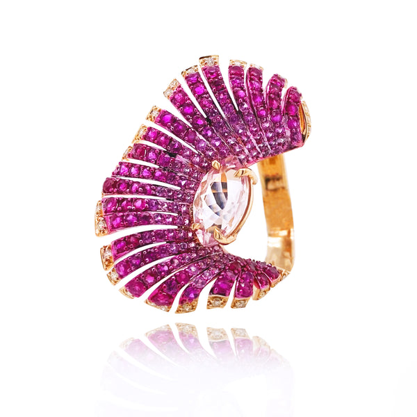 Aureole Ruby Gold Ring - Brilat