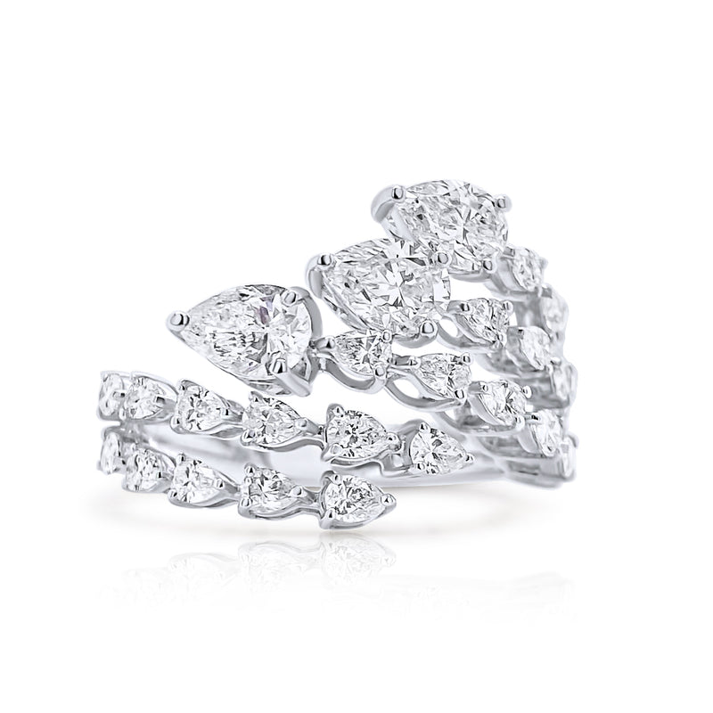 Diamond Pear Shape Wave Ring - Brilat
