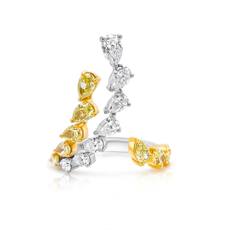 Yellow & White Diamond statement index ring - Brilat